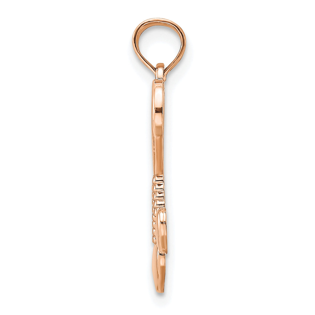 14K Rose Polished Tassle Hearts Pendant-K7114R