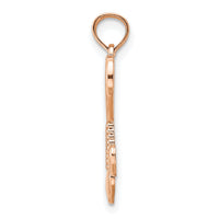 14K Rose Polished Tassle Hearts Pendant-K7114R