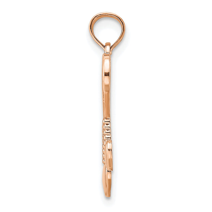 14K Rose Polished Tassle Hearts Pendant-K7114R