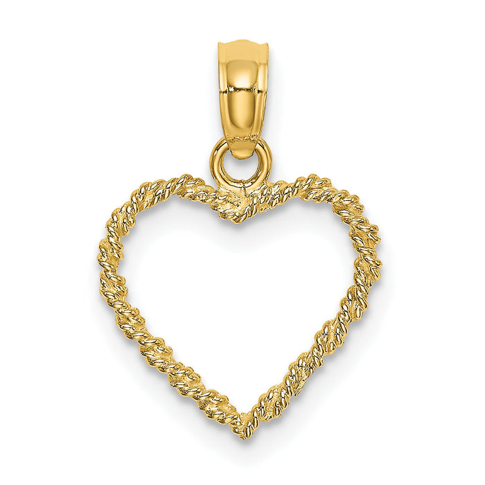 14k 3D Rope Heart Pendant-K7125