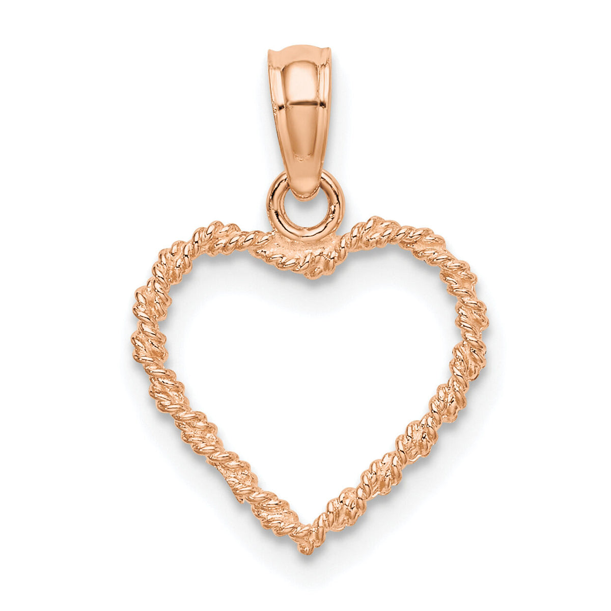 14K Rose Gold 3D Polished Rope Heart Pendant-K7125R