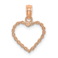 14K Rose Gold 3D Polished Rope Heart Pendant-K7125R