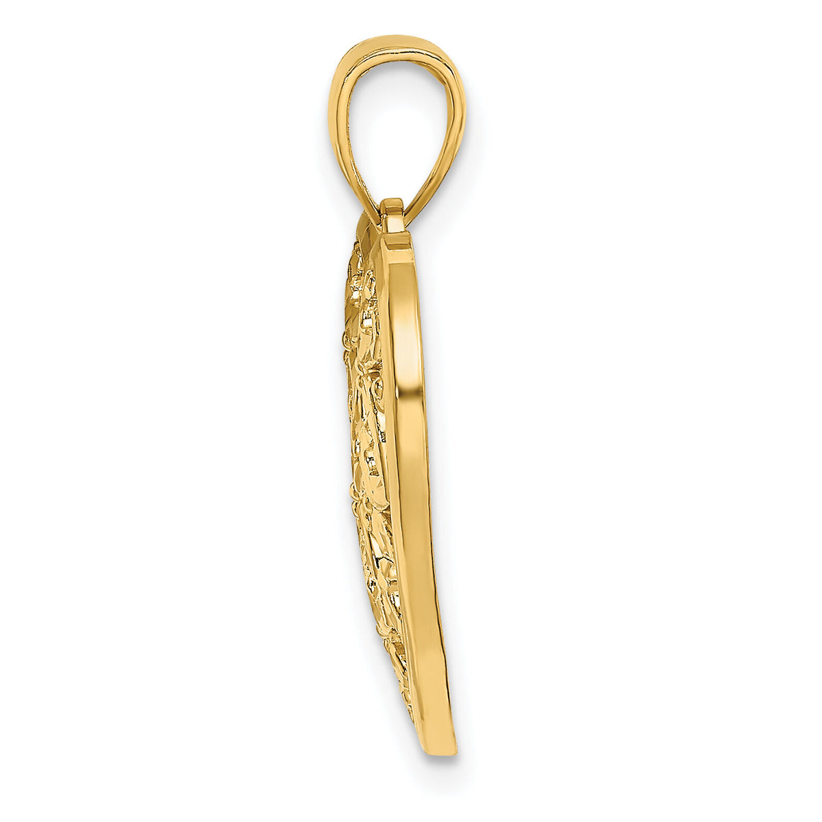 14K Diamond-cut Heart Pattern On Heart Charm-K7126
