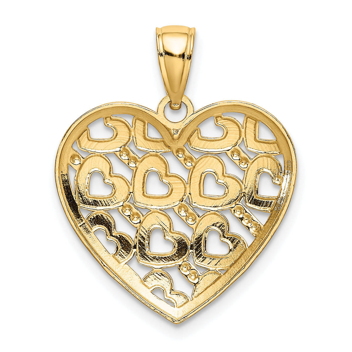 14K Diamond-cut Heart Pattern On Heart Charm-K7126