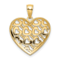 14K Diamond-cut Heart Pattern On Heart Charm-K7126