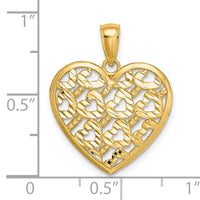 14K Diamond-cut Heart Pattern On Heart Charm-K7126