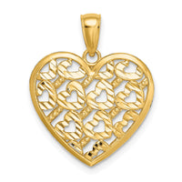 14K Diamond-cut Heart Pattern On Heart Charm-K7126