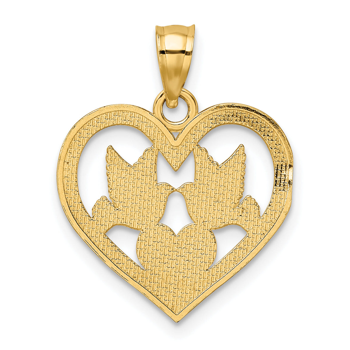 14K Doves In Heart Charm-K7129