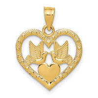 14K Doves In Heart Charm-K7129