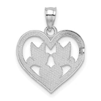 14K White Gold Doves In Heart Charm-K7129W