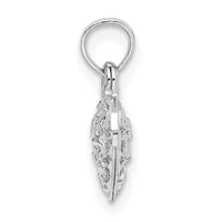 14K White Gold 3-D Diamond-cut Mini Puffed Heart Charm-K7130W
