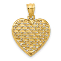14K 3-D Diamond-cut Puffed Heart Charm-K7132