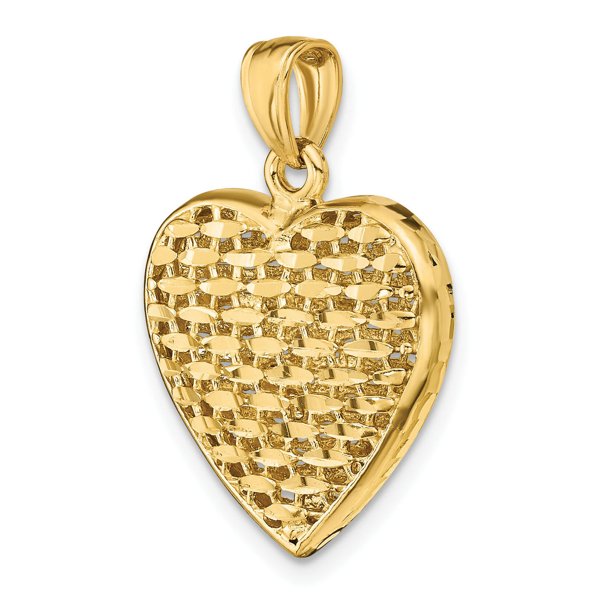 14K 3-D Diamond-cut Puffed Heart Charm-K7132