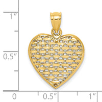 14K 3-D Diamond-cut Puffed Heart Charm-K7132