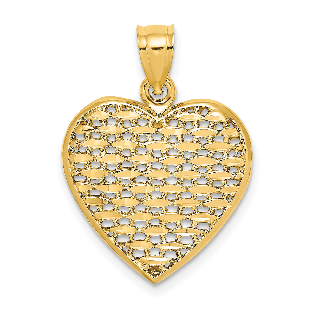 14K 3-D Diamond-cut Puffed Heart Charm-K7132
