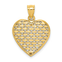 14K 3-D Diamond-cut Puffed Heart Charm-K7132