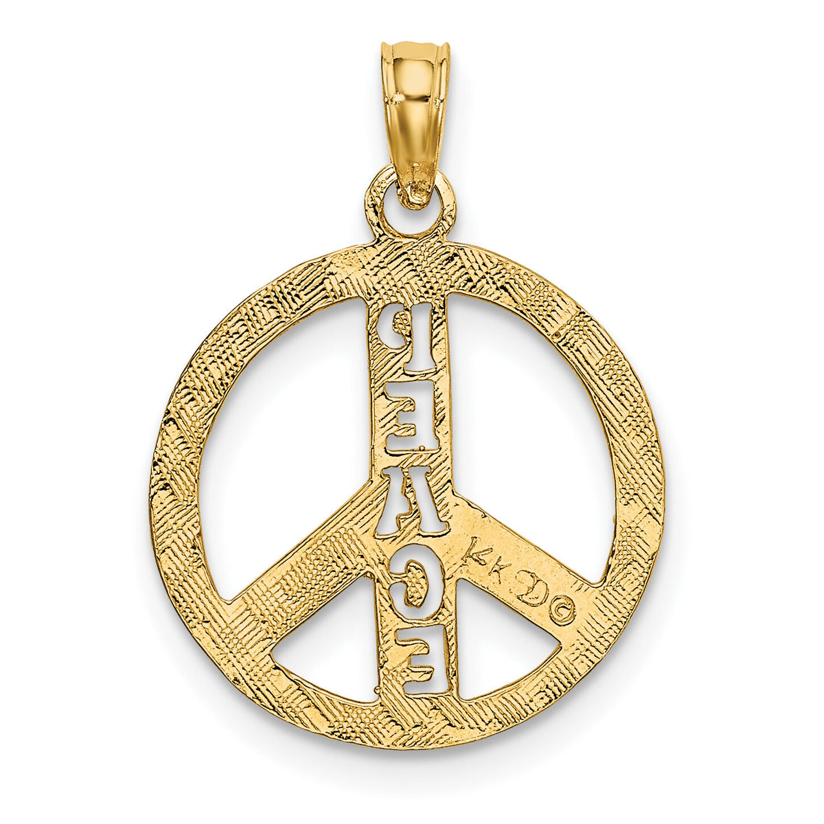 14K Flat Textured Peace Sign Charm-K7135