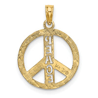 14K Flat Textured Peace Sign Charm-K7135