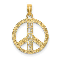 14K Flat Textured Peace Sign Charm-K7135