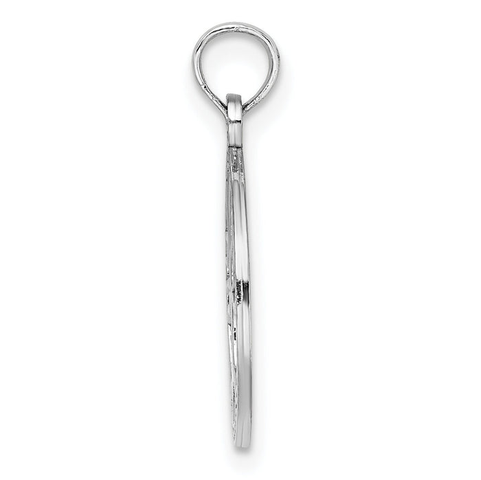 14K White Gold Small Tree of Life In Round Frame Charm-K7139W