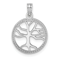 14K White Gold Small Tree of Life In Round Frame Charm-K7139W