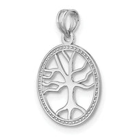 14K White Gold Small Tree of Life In Round Frame Charm-K7139W