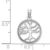 14K White Gold Small Tree of Life In Round Frame Charm-K7139W