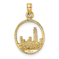 14K Chicago Skyline In Circle Frame Charm-K7143
