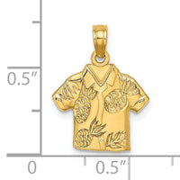 14K Polished Hawaiian Pineapple Style Shirt Charm-K7150