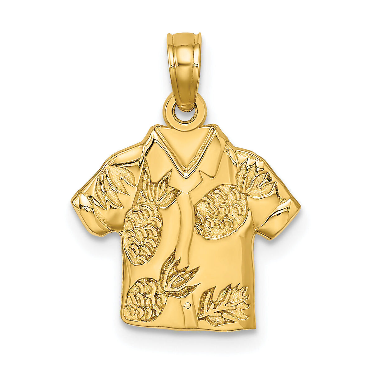 14K Polished Hawaiian Pineapple Style Shirt Charm-K7150