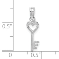 14K White Gold 3D Key w/ Heart Pendant-K7153W