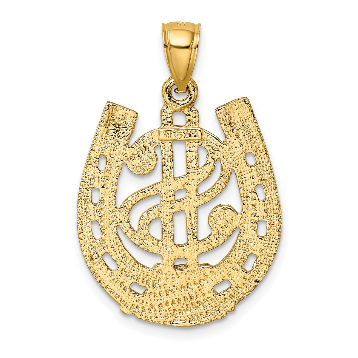 14K Dollar Sign In Horseshoe Charm-K7158
