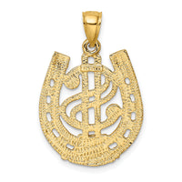 14K Dollar Sign In Horseshoe Charm-K7158