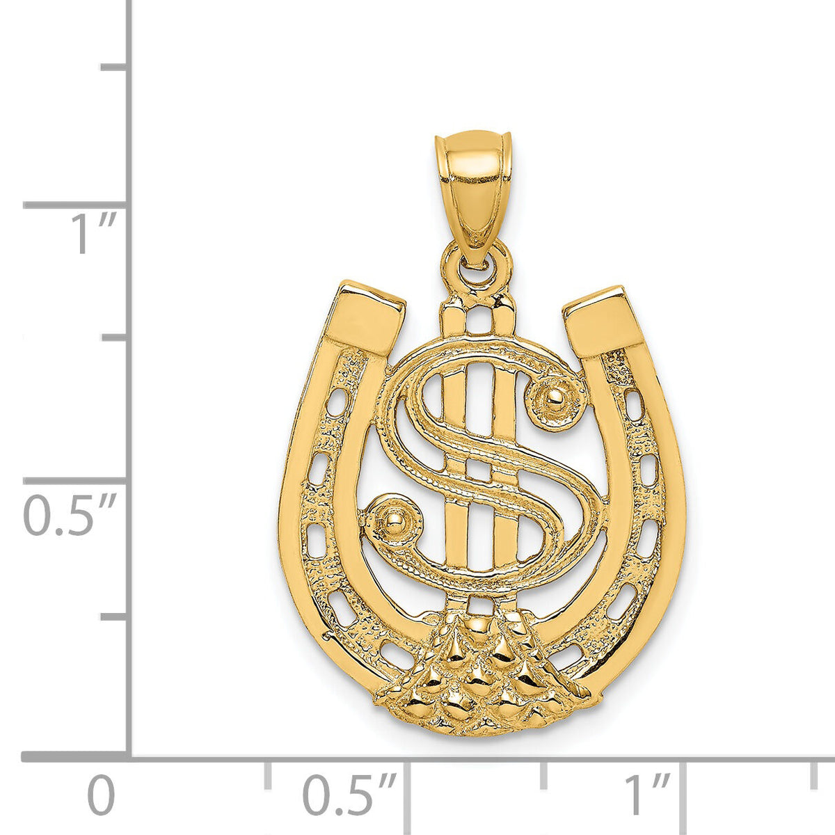 14K Dollar Sign In Horseshoe Charm-K7158