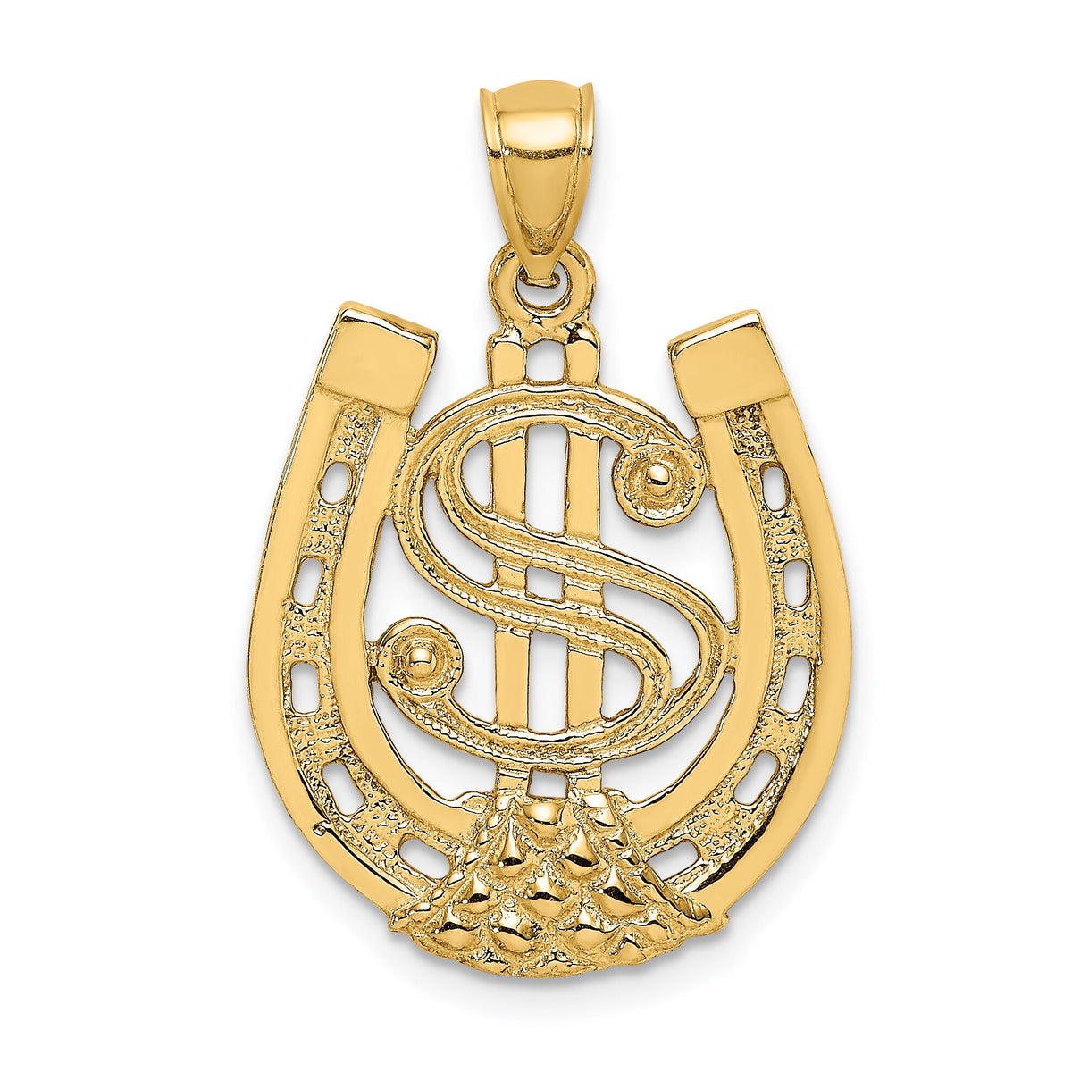 14K Dollar Sign In Horseshoe Charm-K7158