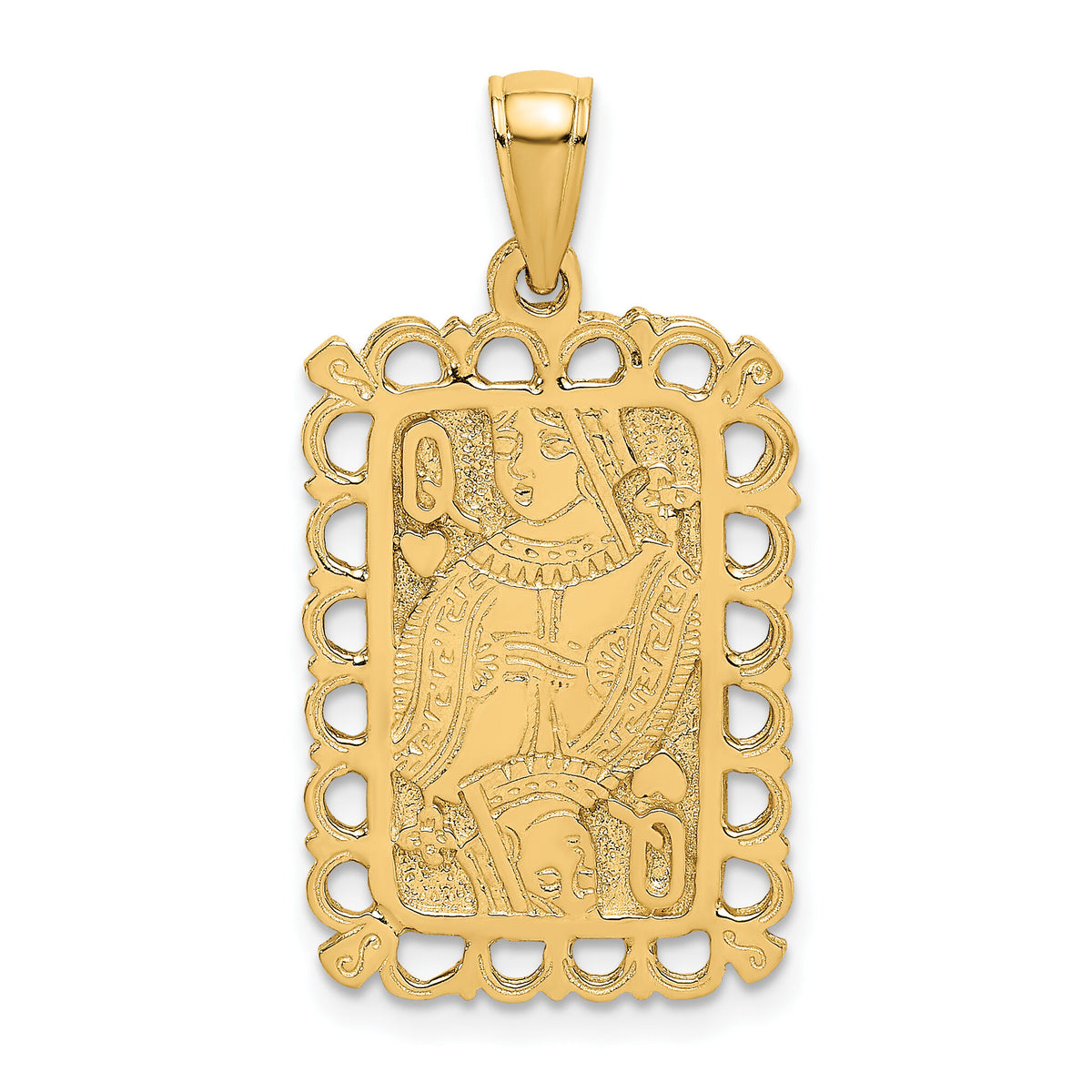 14K Queen Playing Card Charm-K7159