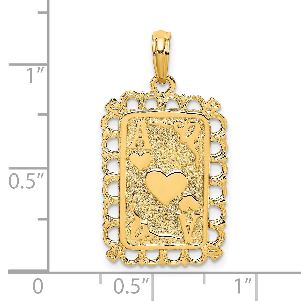 14K Hearts w/ Ace Playing Cards Charm-K7161