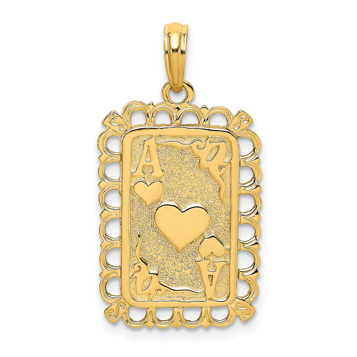 14K Hearts w/ Ace Playing Cards Charm-K7161