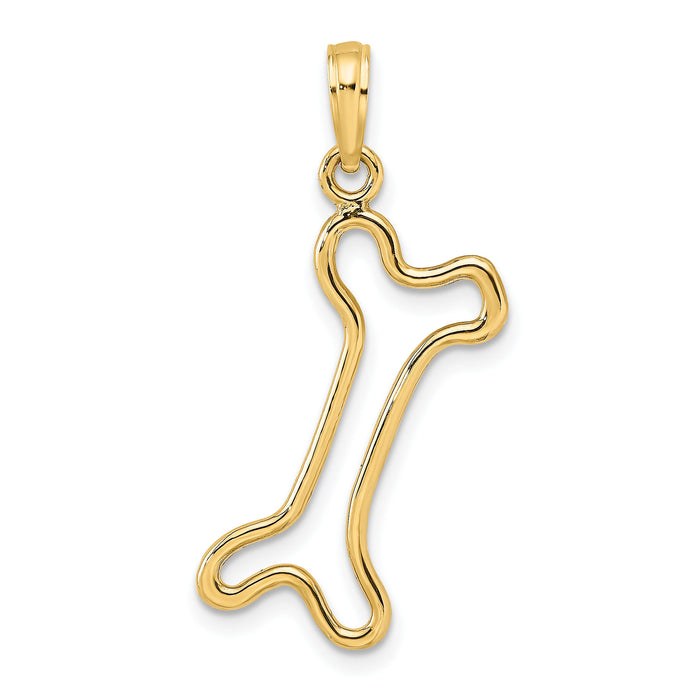 14K Cut-Out Polished Dog Bone Charm-K7166
