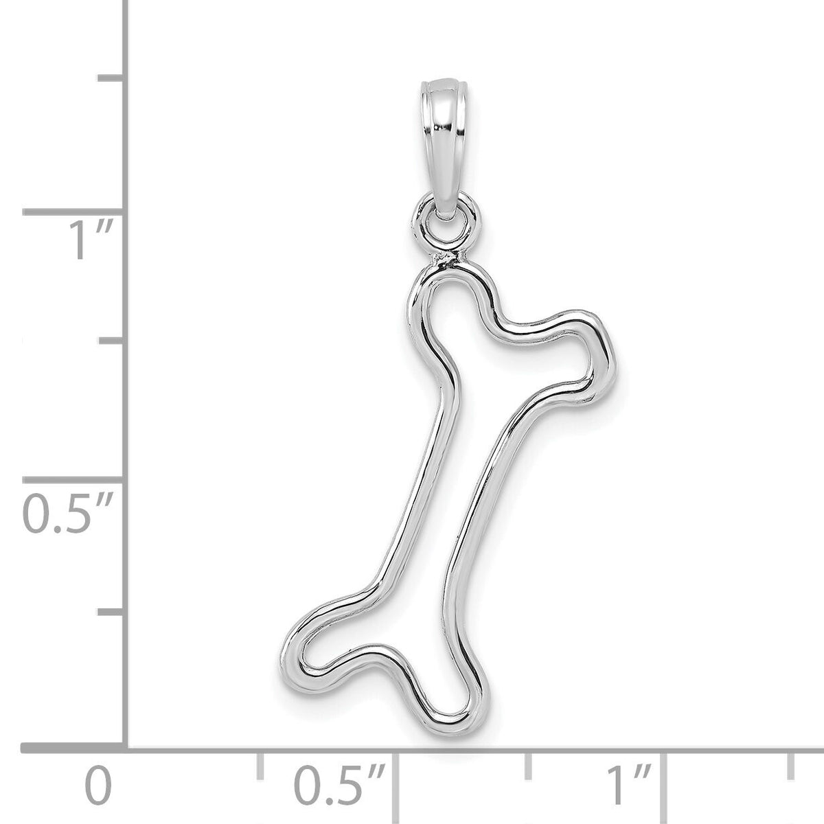 14K White Gold Cut-Out Polished Dog Bone Charm-K7166W