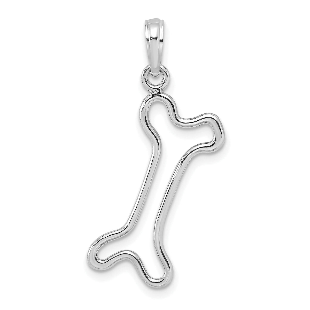 14K White Gold Cut-Out Polished Dog Bone Charm-K7166W