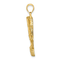 14K 2-D Polished / Textured Nefertiti Profile Charm-K7167