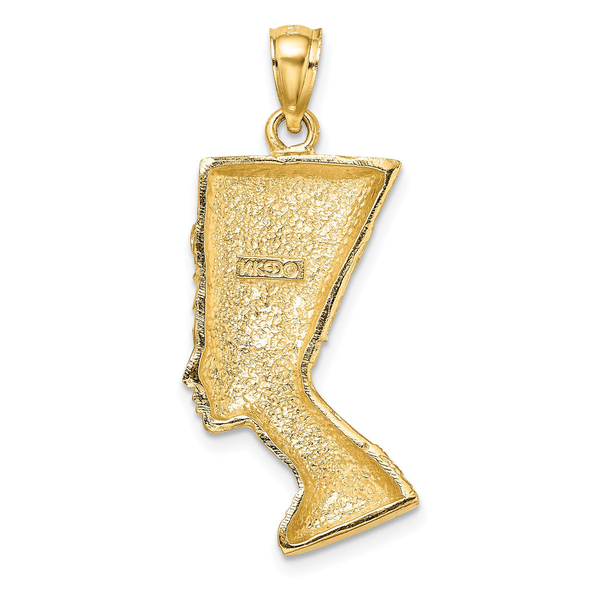 14K 2-D Polished / Textured Nefertiti Profile Charm-K7167