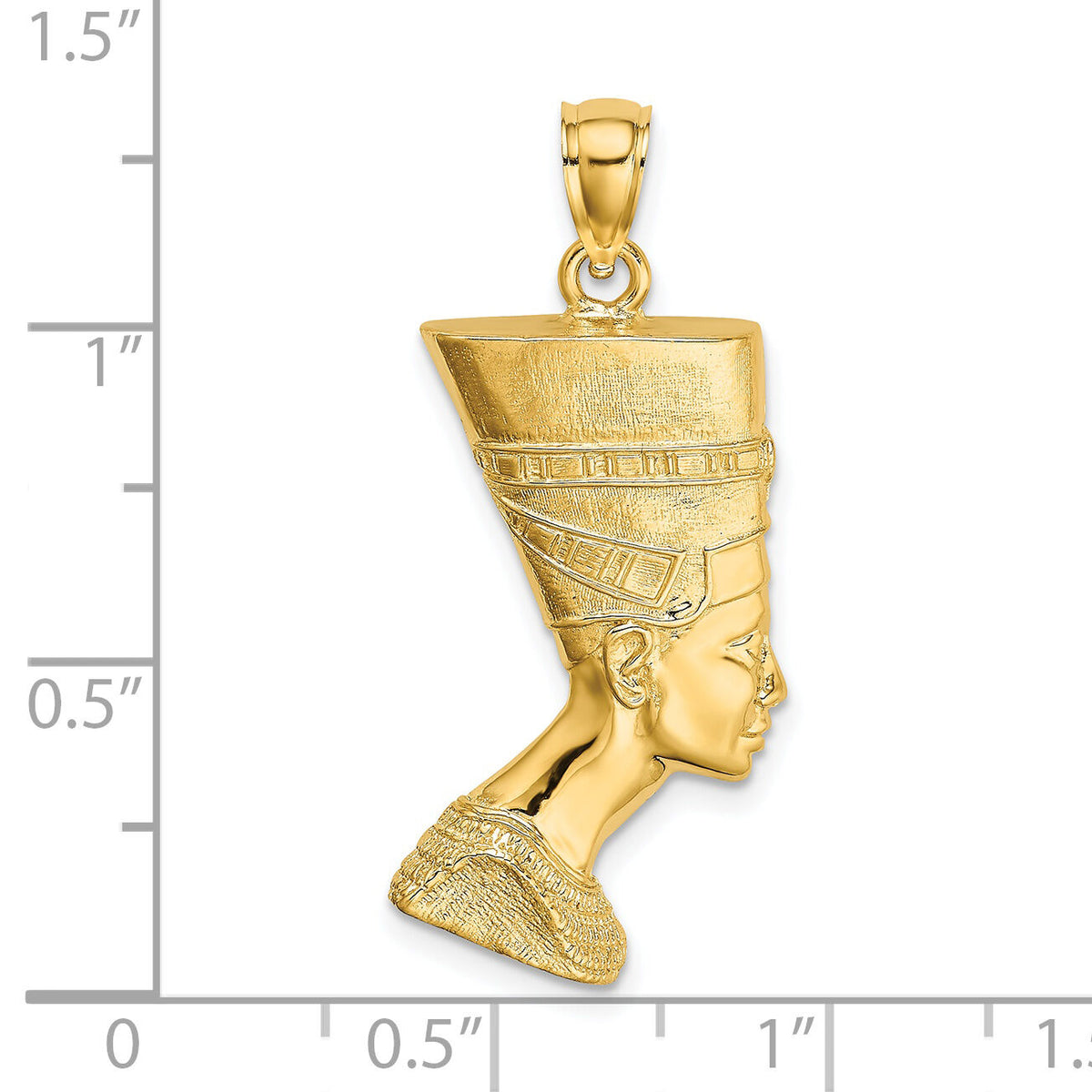 14K 2-D Polished / Textured Nefertiti Profile Charm-K7167
