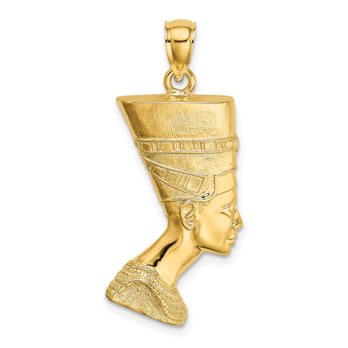 14K 2-D Polished / Textured Nefertiti Profile Charm-K7167