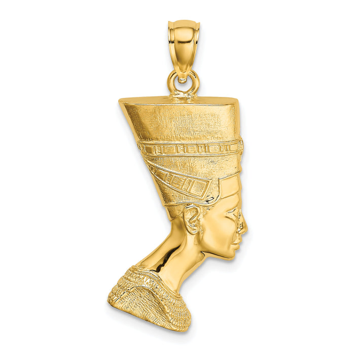 14K 2-D Polished / Textured Nefertiti Profile Charm-K7167