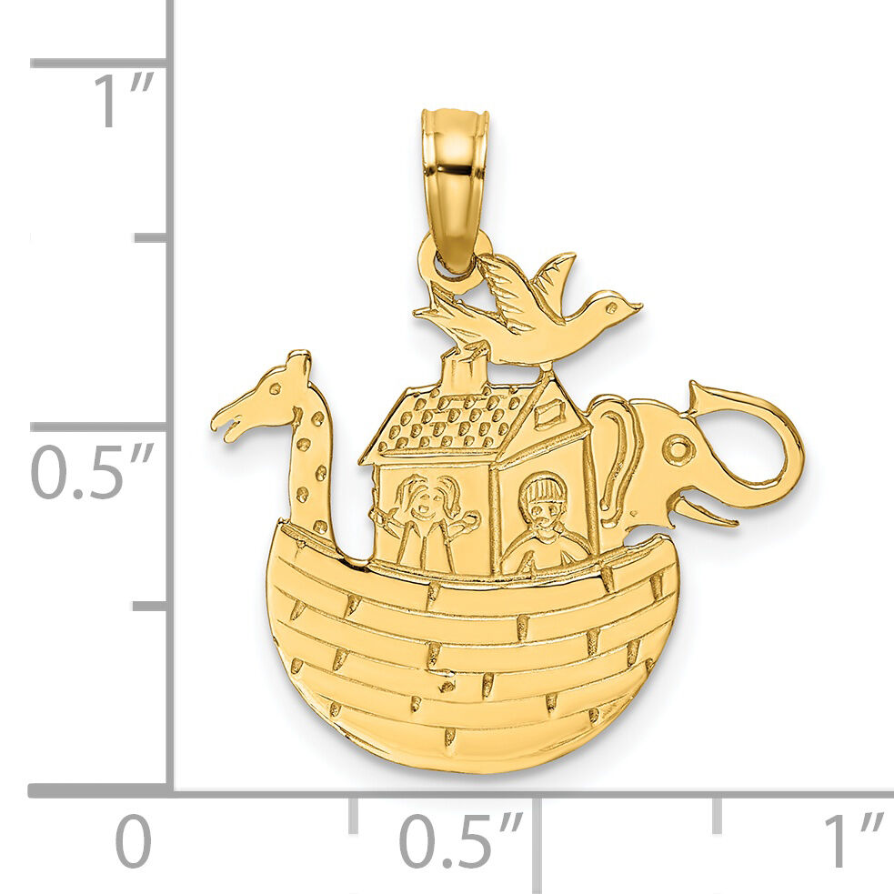 14K Engraved Flat Noah's Ark Charm-K7171