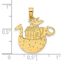 14K Engraved Flat Noah's Ark Charm-K7171