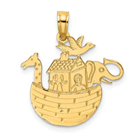14K Engraved Flat Noah's Ark Charm-K7171