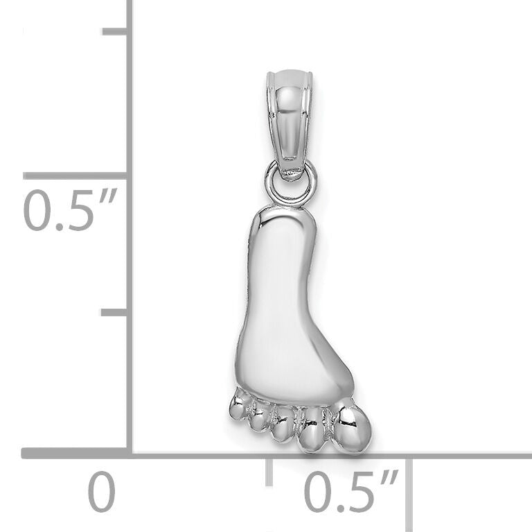 14K White Gold Polished Foot Charm-K7178W